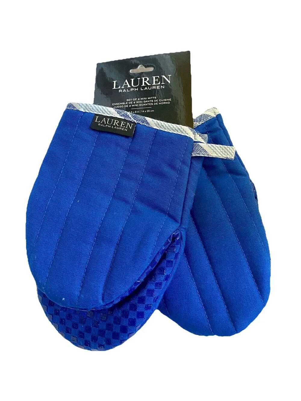 NWT Ralph Lauren Cobalt Blue Set of 2 Mini Oven Mitts Cotton 5.5